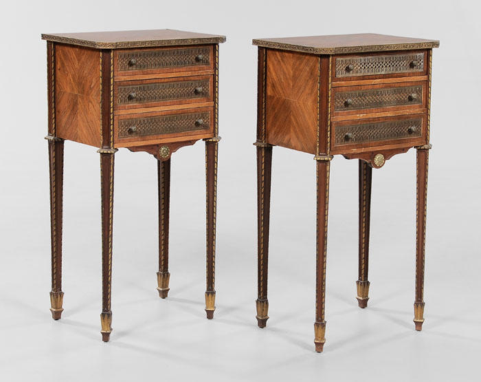 Pair French Parquetry Petit Commodes 117d5e