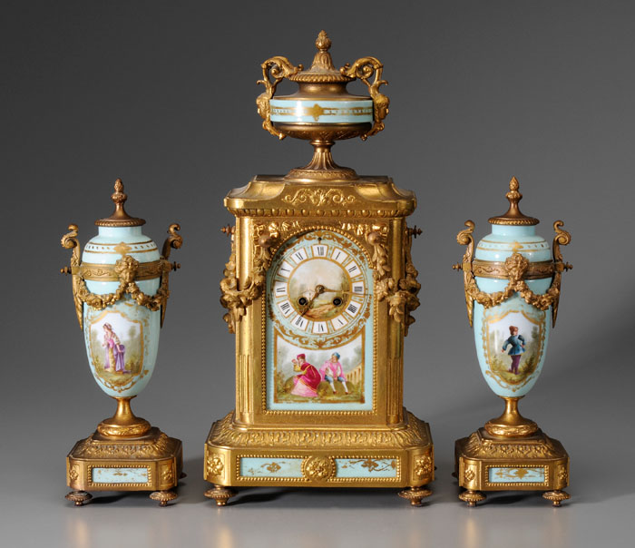 Louis XVI Style Clock and Garniture