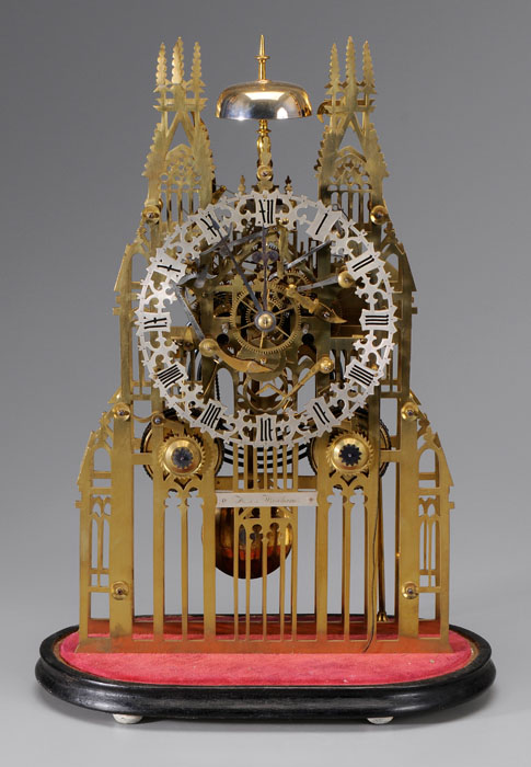 Brass Cathedral Skeleton Clock