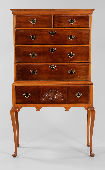 Queen Anne Style Tiger Maple Highboy 117d97