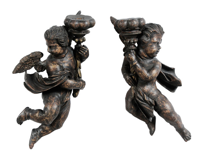 Pair Carved and Painted Cupids 117dd4