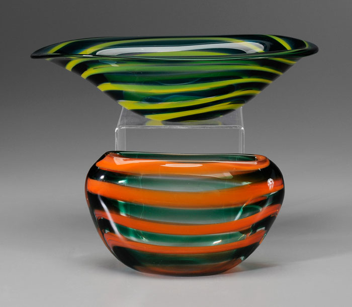 Two Meydam Art Glass Bowls Dutch, 20th