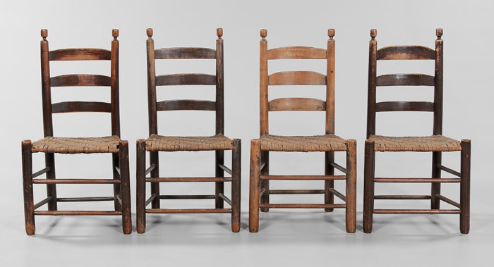 Set of Four American Ladder-Back Chairs