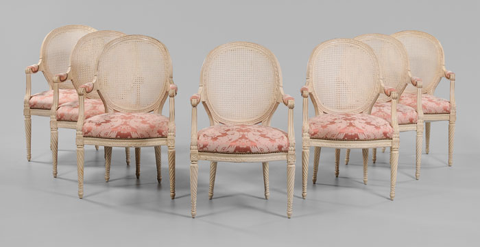 Set of Seven Louis XVI Style Armchairs