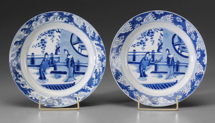 Pair Blue and White Porcelain Plates 117e8a