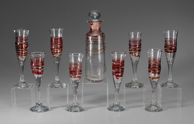 Myers Glass Decanter Set American,