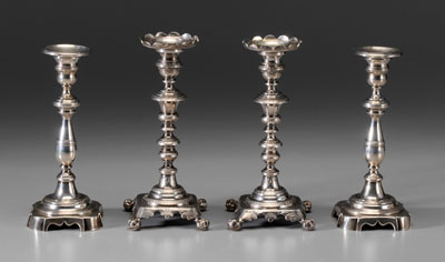 Two Pairs Silver Candlesticks one 117f0e