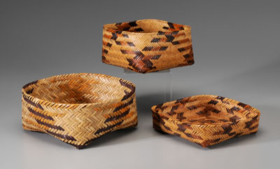 Three Cherokee River Cane Baskets