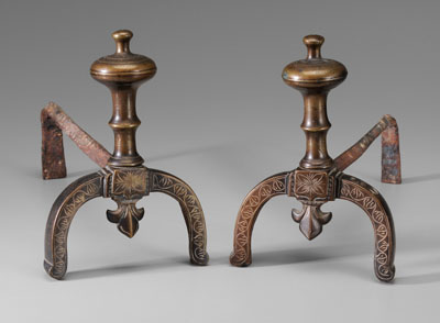 Pair Brass Andirons possibly Middle 117f18