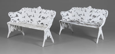 Pair Victorian Cast Iron Garden Benches