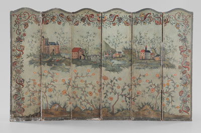 Paint Decorated Leather Room Screen 117f35