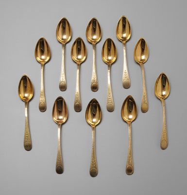 Twelve Gilt Sterling Spoons oval 117f53