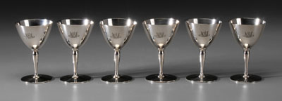 Set of Six Tiffany Sterling Goblets