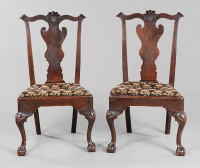 Fine Pair Chippendale Side Chairs 117f77