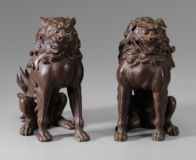 Pair Bronze Guardian Dogs Komainu  117f90