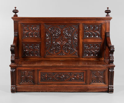 Carved Walnut Hall Bench probably 117f8b