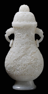 White Jade Hu-Form Lidded Vase
