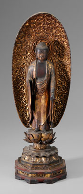 Carved Gilt Wood Buddha Japanese  117ff3