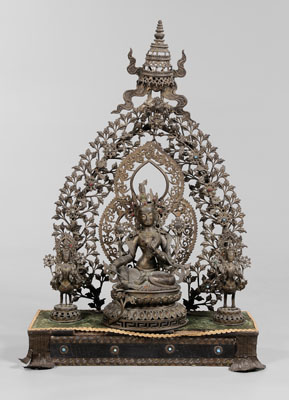 Bronze Altar Group of Tara Kinnara 11801b