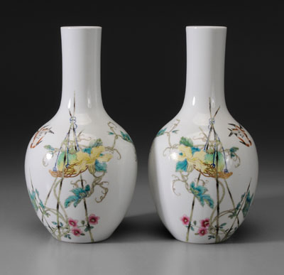 Two Porcelain Bottle Vases Chinese  11801d