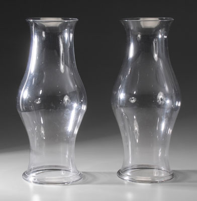 Fine Pair Blown Glass Hurricane