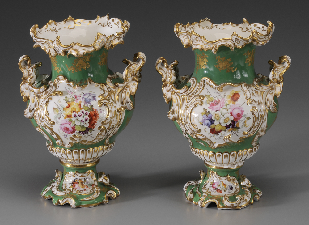 Pair Old Paris Vases French late 19th 1188f5