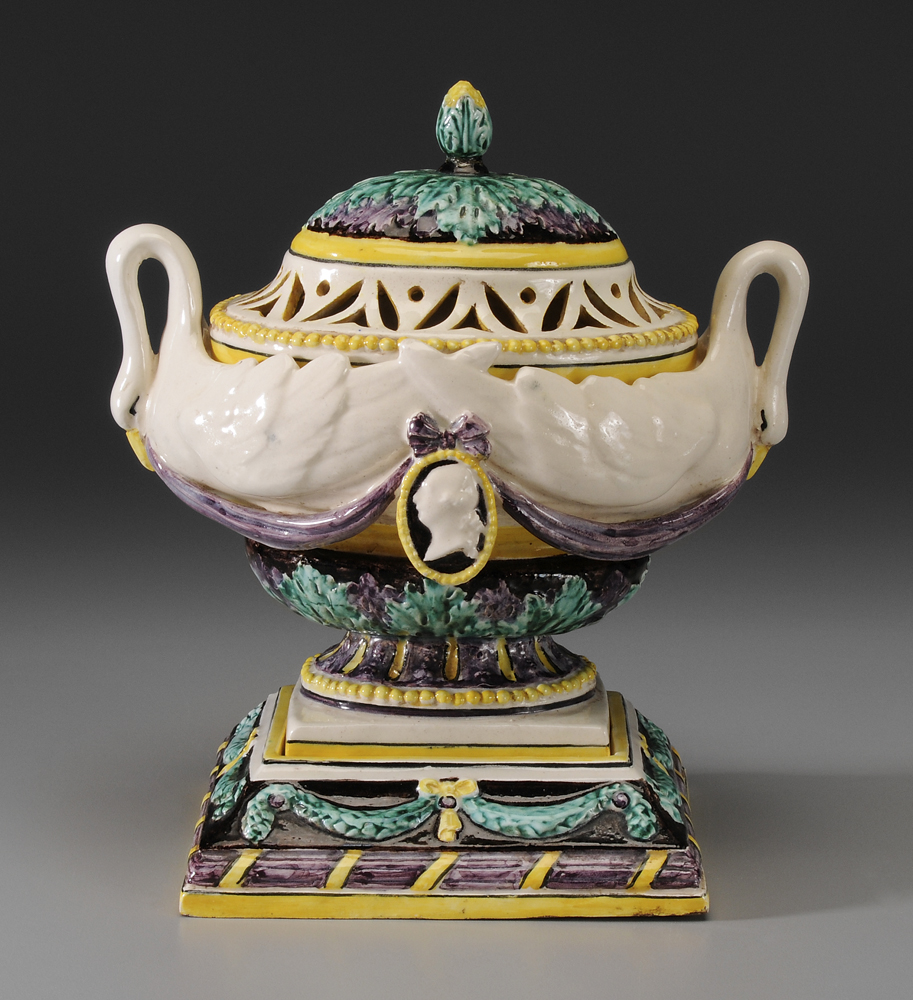 Majolica Lidded Urn Continental  11890d