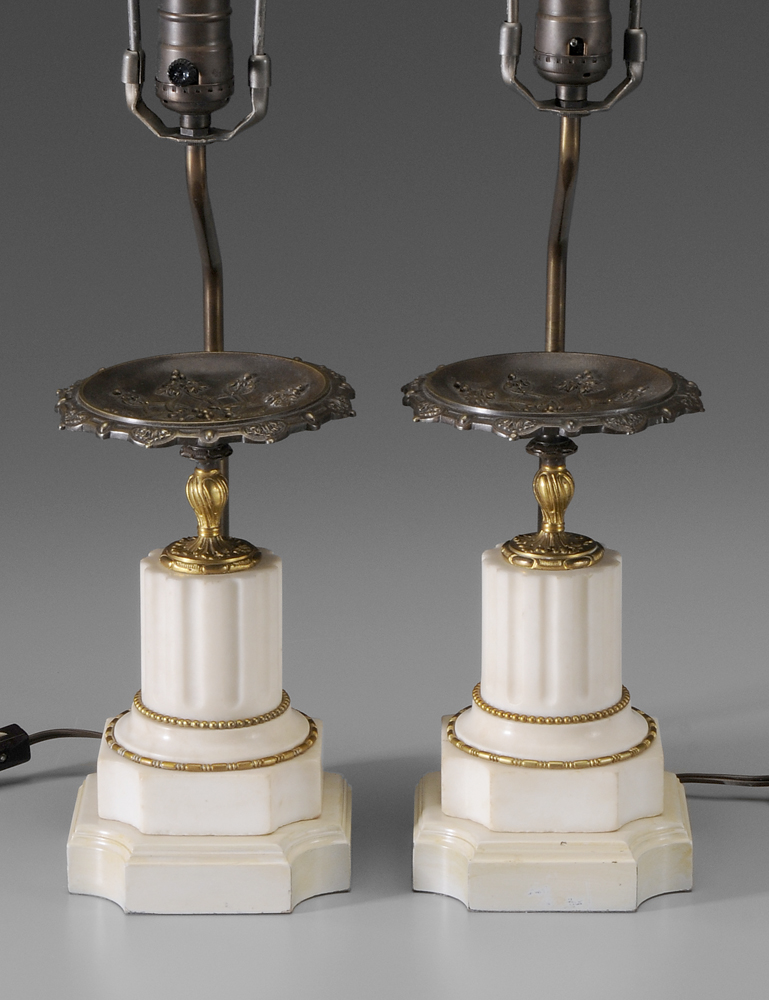 Pair Marble Lamps Continental,