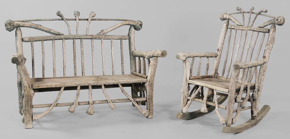 Rustic Settee and Rocking Chair