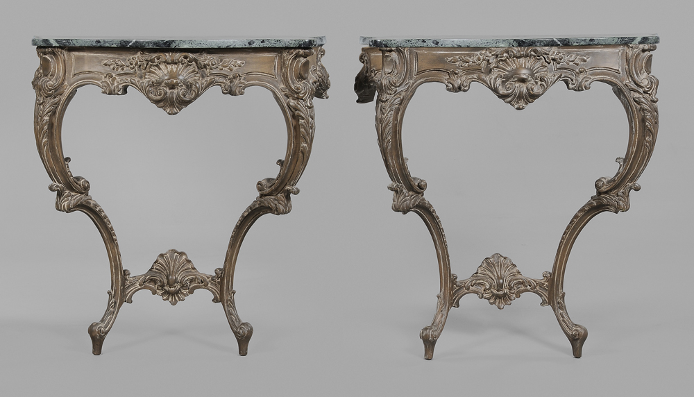 Pair Italian Rococo Style Marble Top 118913