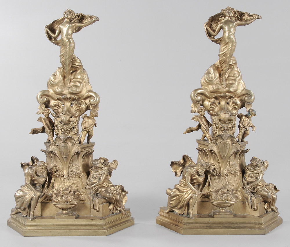 Pair Baroque Style Bronze Chenet 11892b