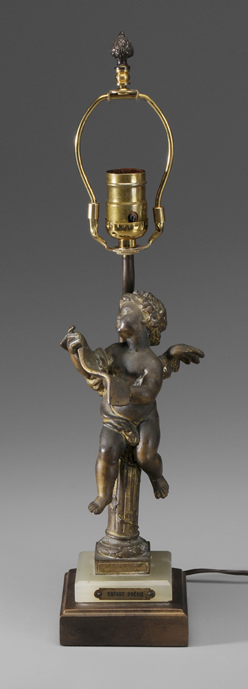 Spelterware Cupid Lamp French, 20th