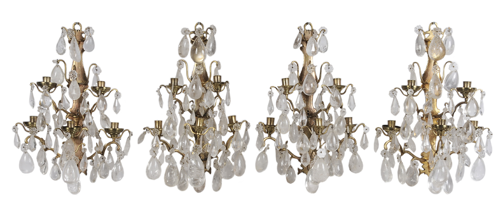 Set of Four Rock Crystal Sconces 11895c