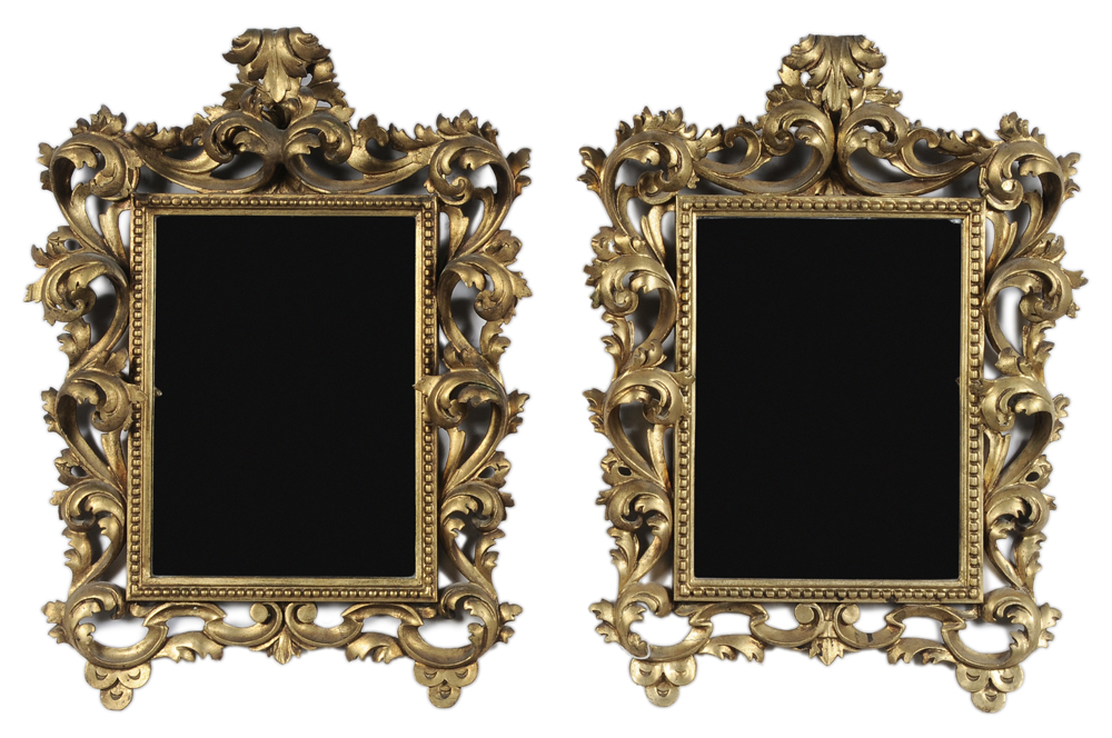 Pair Rococo Style Carved and Gilt