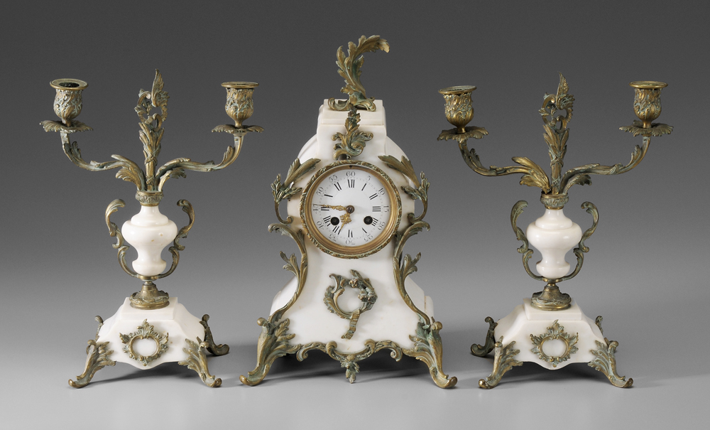 Louis XVI Style White Marble Clock 118972