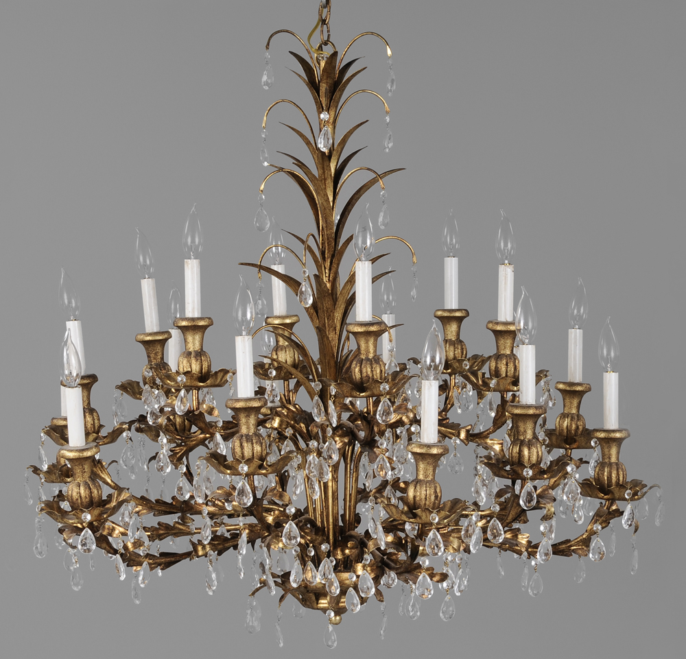 Gilt Iron and Crystal Chandelier 11898e