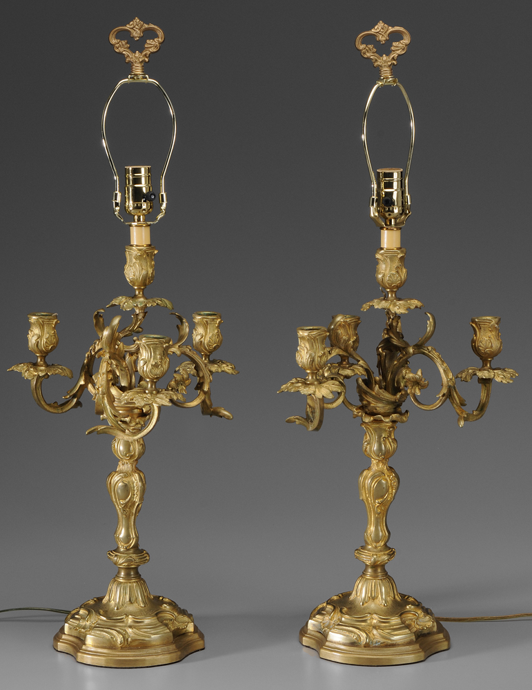 Pair Louis XV Style Gilt Bronze