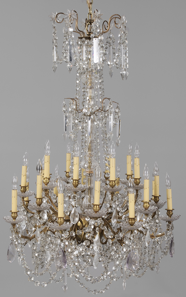 Bronze and Crystal 24-Light Chandelier