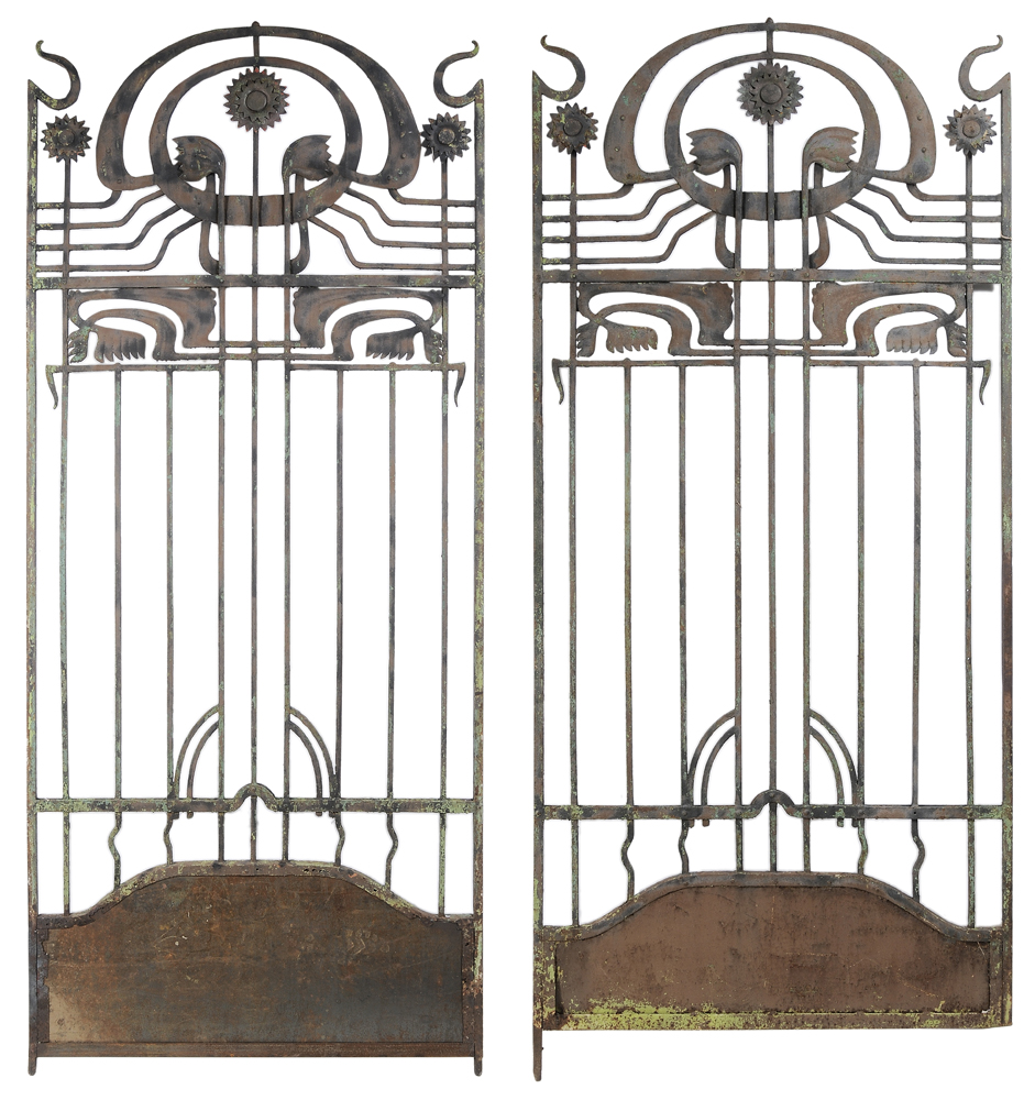 Pair Art Nouveau Wrought Iron Gates 118a3c