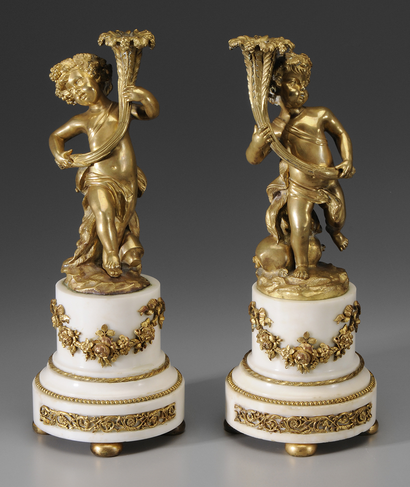 Pair Louis XVI Gilt Bronze Candle 118a51