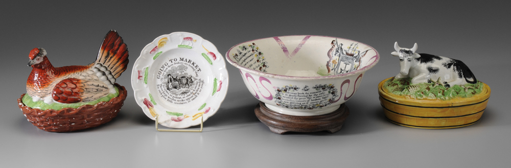 Four Pieces English Ceramics 19th century: