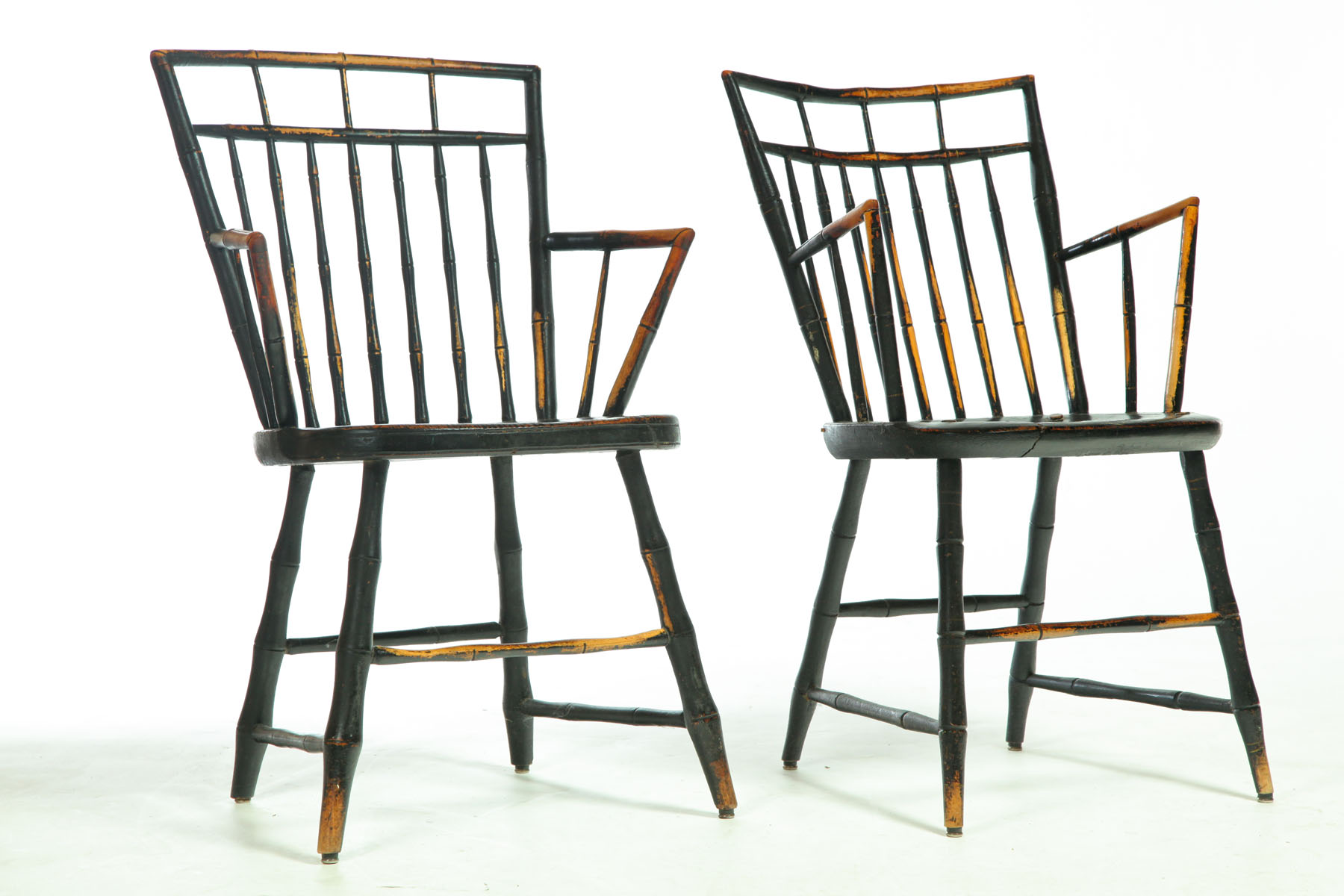 TWO SIMILAR WINDSOR ARMCHAIRS.