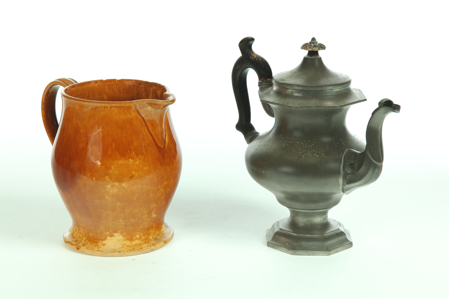 PITCHER AND TEAPOT.  Mid 19th century.