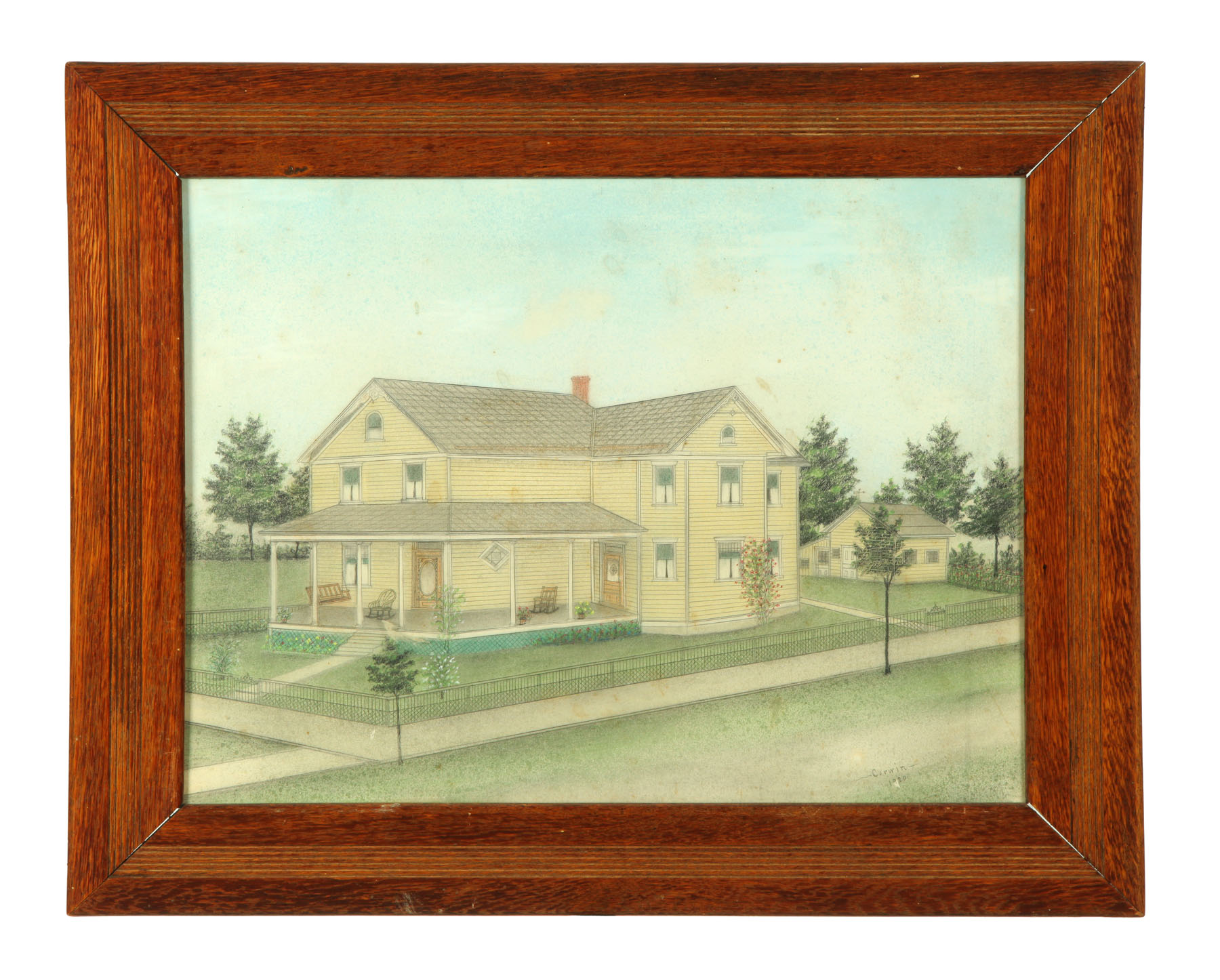 DRAWING OF A YELLOW HOUSE AMERICAN 116fb6