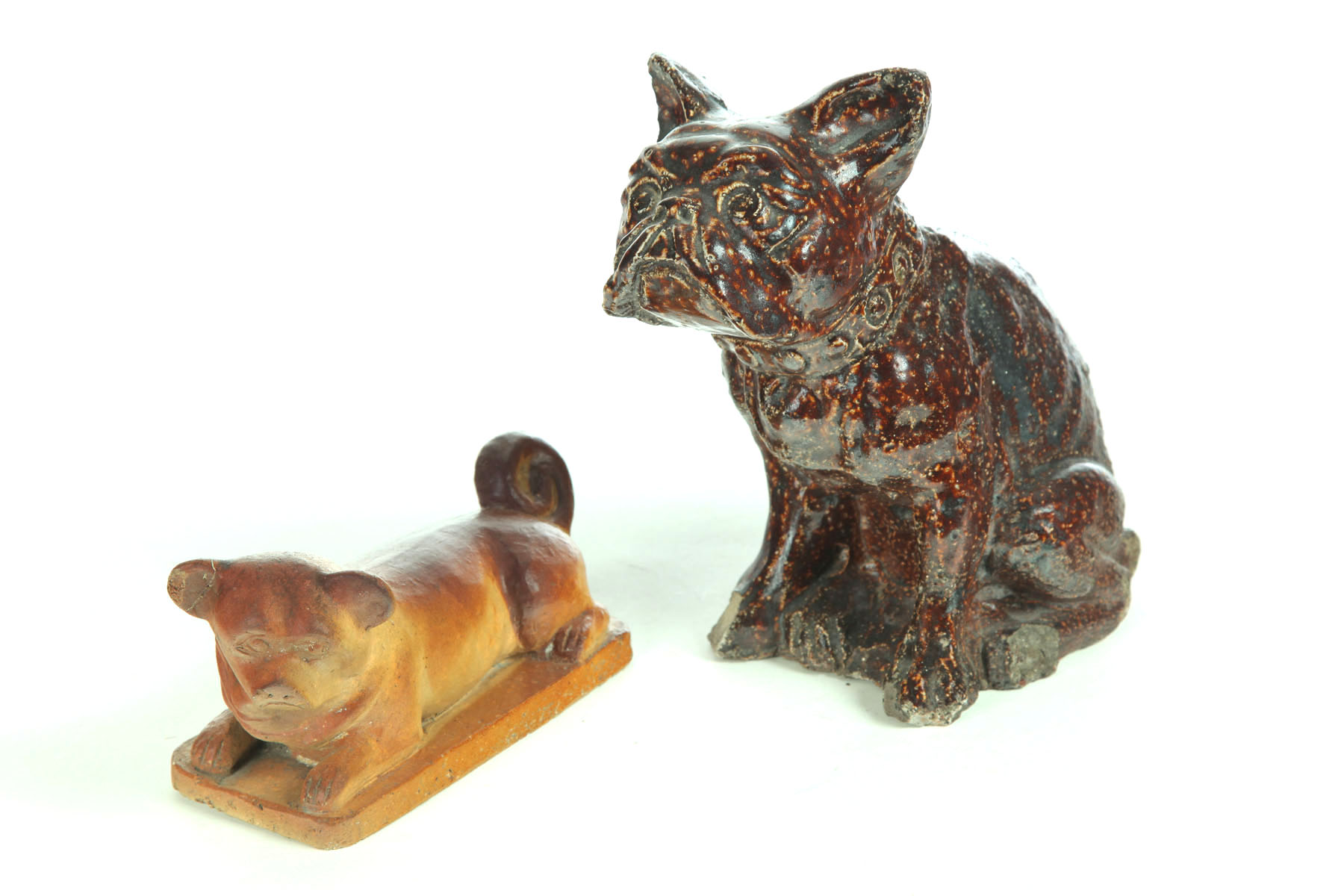 TWO SEWERTILE DOGS Probably Ohio 11702c
