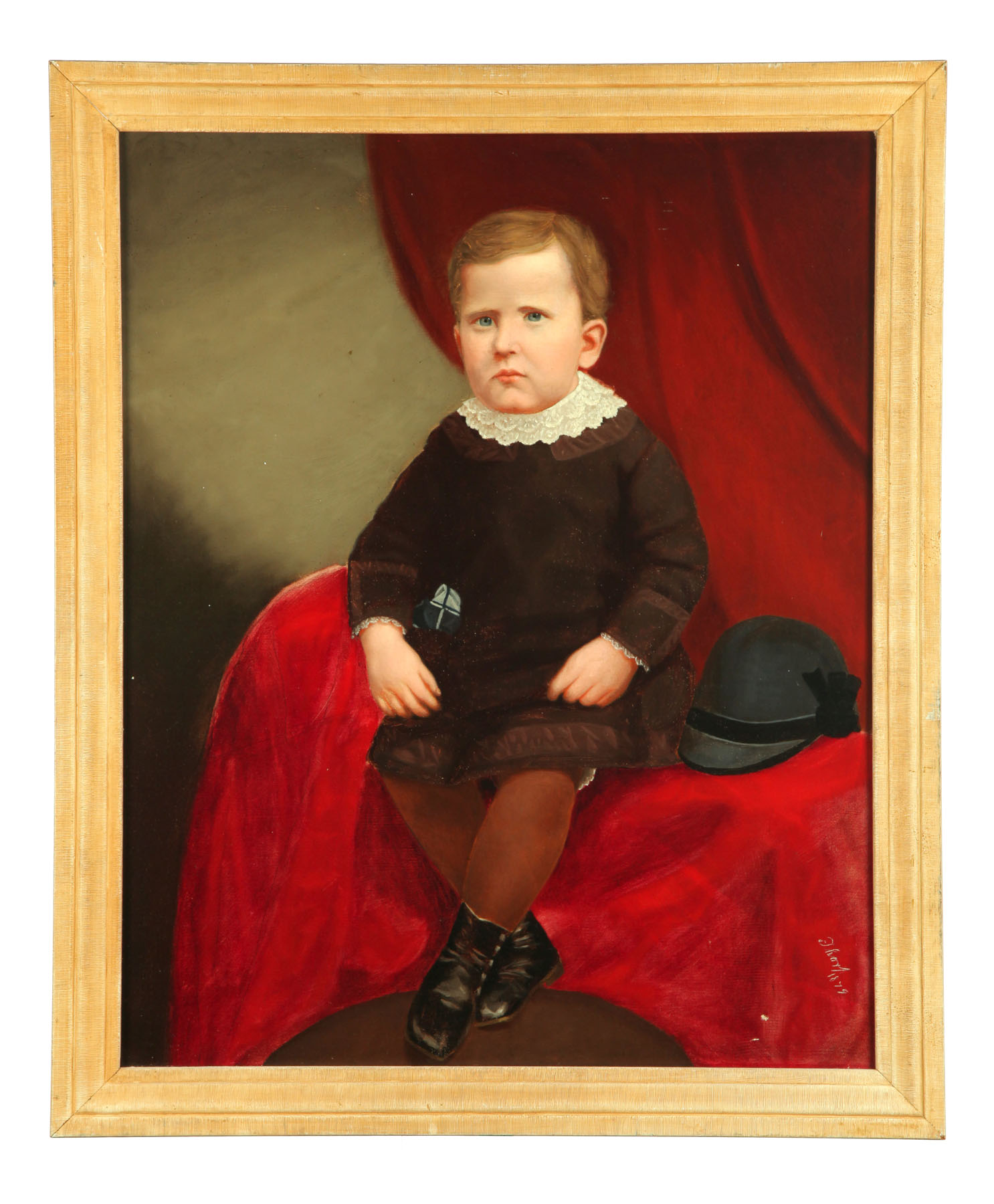 PORTRAIT OF YOUNG BOY SIGNED THORP