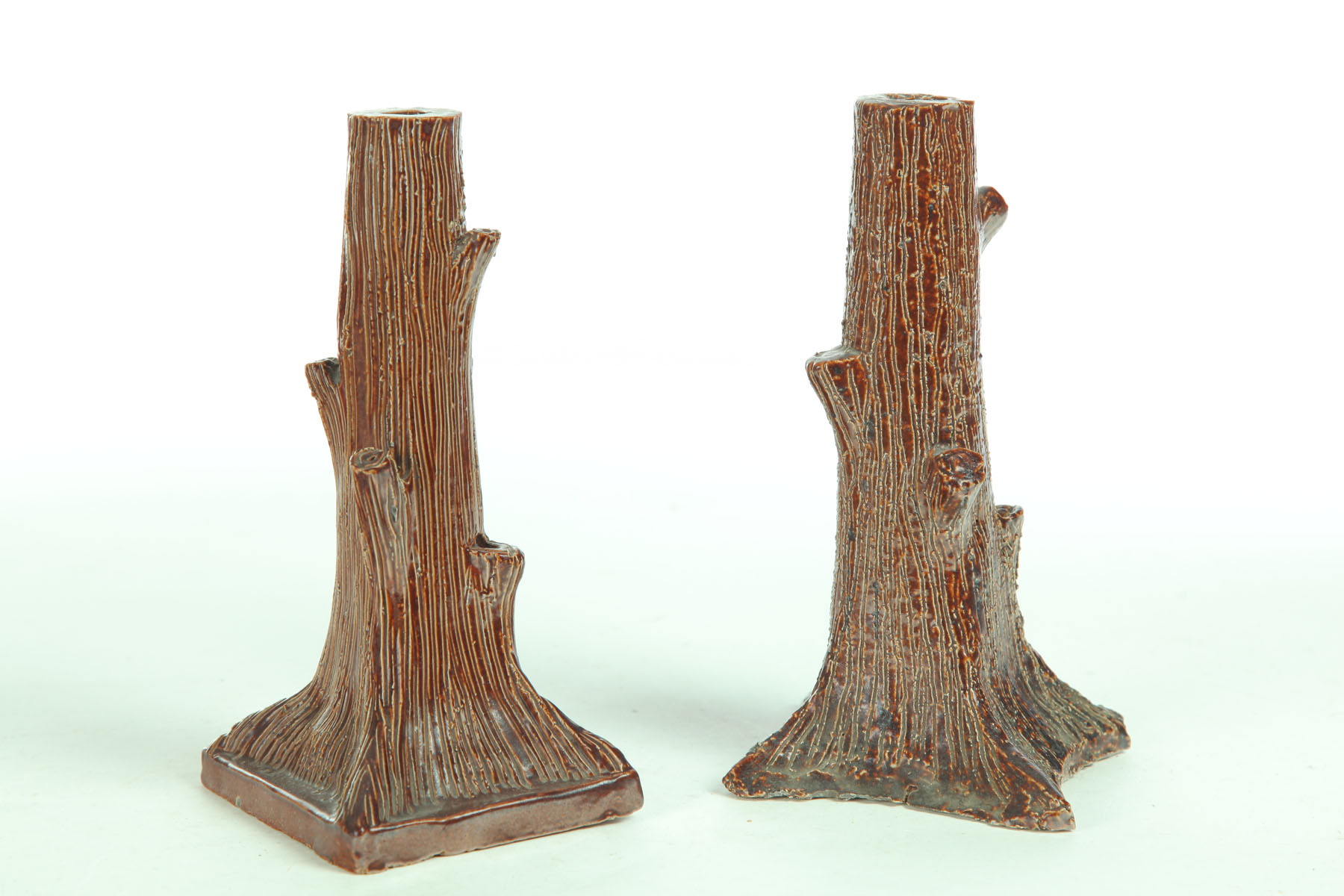 TWO SEWERTILE TREE TRUNK LAMP BASES  11707f