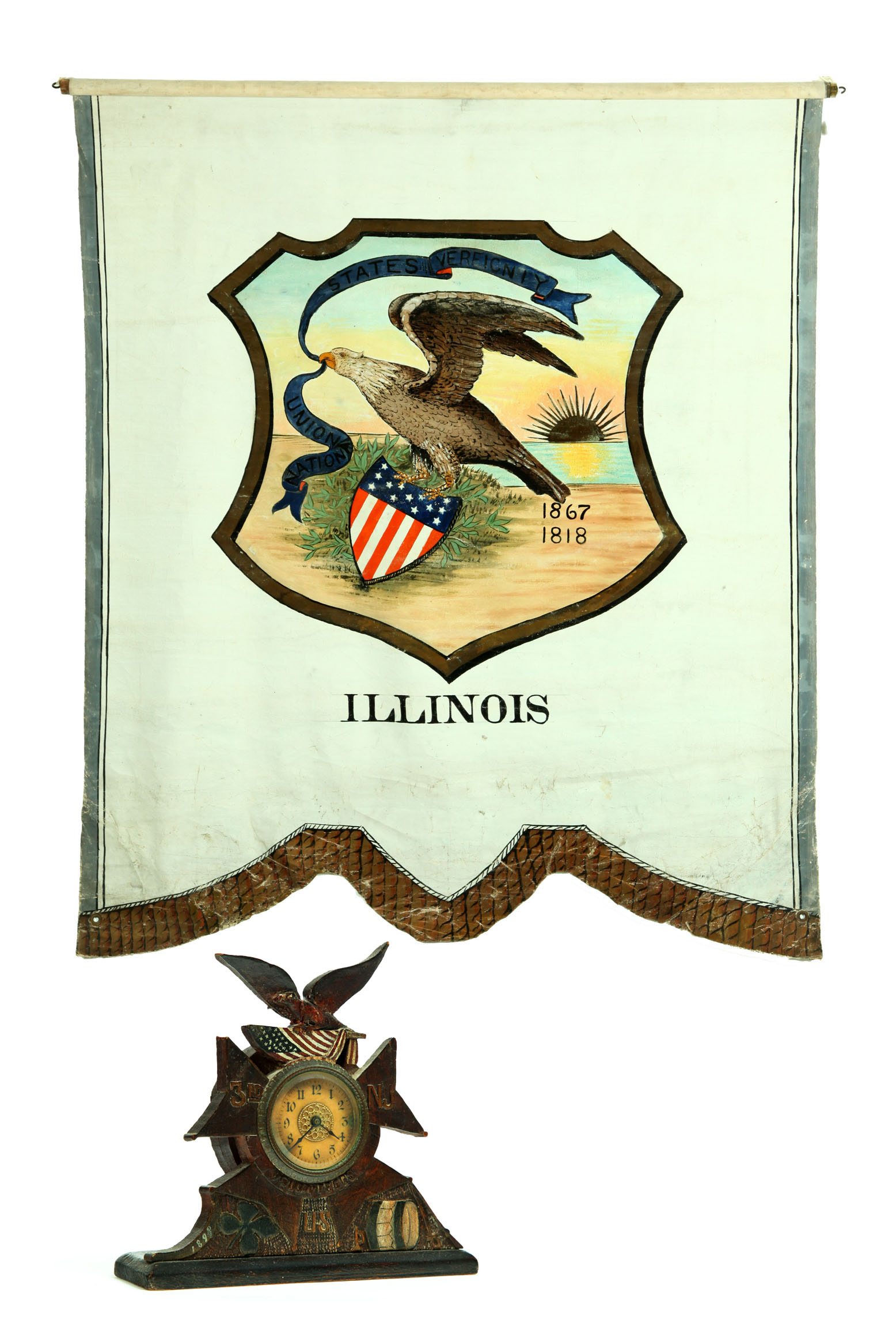 POLITICAL ILLINOIS BANNER AND GAR SHELF