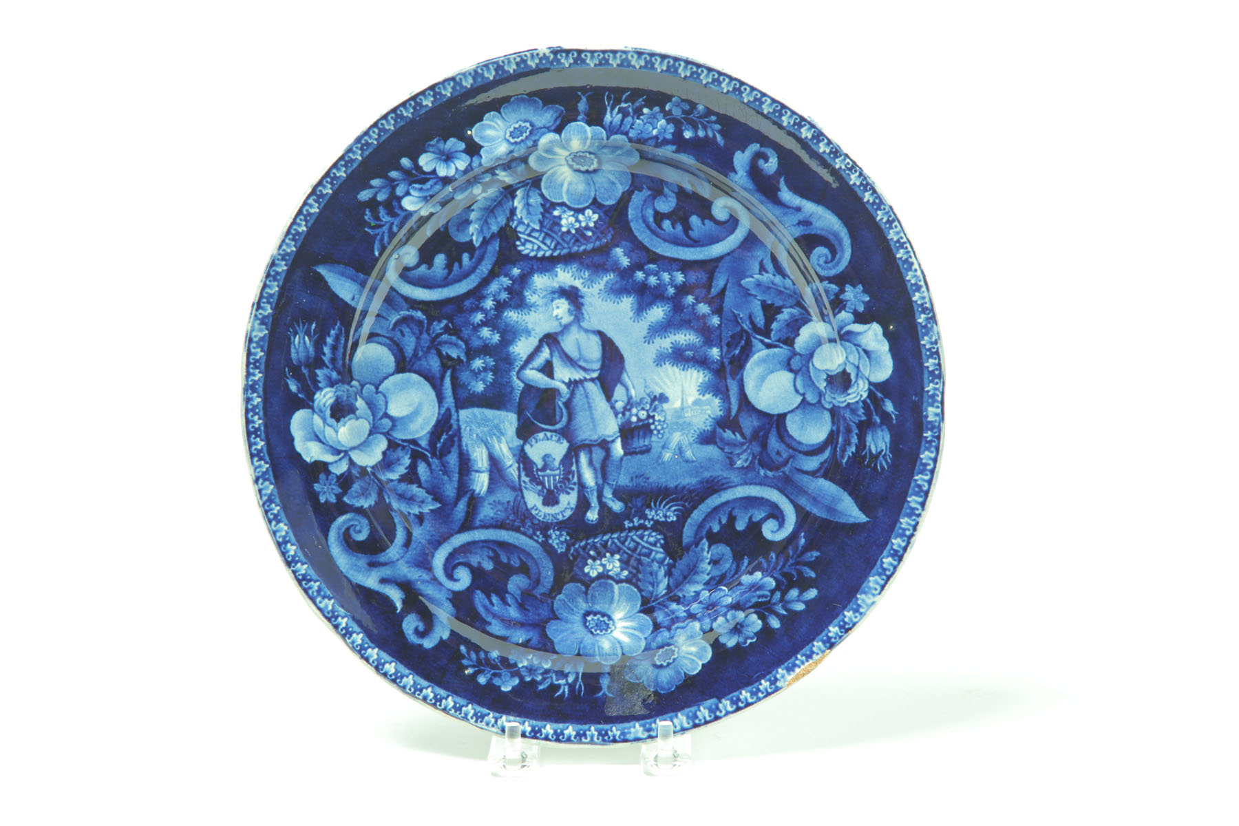 HISTORIC BLUE STAFFORDSHIRE PLATE.