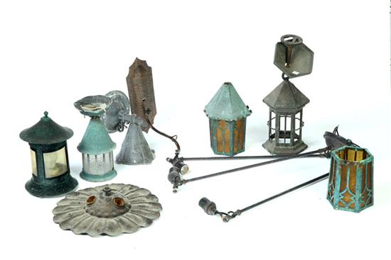 GROUP OF LAMPS AND LAMP PARTS.  American